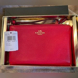 NWT Coach Electric Red Wristlet